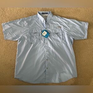 Columbia Bahama Omni Shade PFG Men's Short Sleeve Vented Shirt Light Blue XL